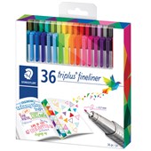 STAEDTLER TRIPLUS 334 FINELINER SUPERFINE PENS 03MM ASSORTED PACK 36