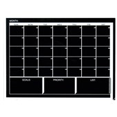 DIXON MGB4560M5 PLANNERGLASSBOARD MAGNETIC MONTHLY PLANNER H450 X W600MM BLACK