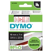 DYMO 45805 D1 LABELLING TAPE 19MM X 7M RED ON WHITE