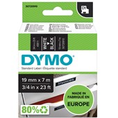 DYMO 45811 D1 LABELLING TAPE 19MM X 7M WHITE ON BLACK