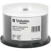 DVDR VERBATIM 94854 8X 47GB INKJET HUB PRINTABLE SPINDLE PKT50