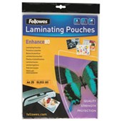 LAMINATING POUCH FELLOWES A4 80MIC PKT25