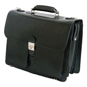 AVENUE BRIEFCASE TOP GRAIN LOCKABLE WITH SHOULDER STRAP BLACK