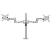 METALICON KARDO MONITOR ARM DOUBLE CLAMP BASE OR THROUGH DESK POWDERCOAT SILVER