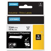 DYMO SD18483 RHINO INDUSTRIAL TAPE PERMANENT POLYESTER 12MM BLACK ON WHITE