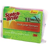 SCOTCHBRITE THICK LARGE ANTIBACTERIAL SPONGES PACK 3