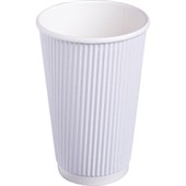 HARVEYS DISPOSABLE CUP HOT RIPPLE 495ML WHITE PACK 25