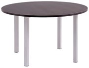 KNIGHT CUBIT MEETING TABLE ROUND D1200 X H730MM SILVER FRAME DARK OAK TOP