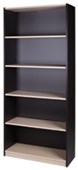 ZEALAND BOOKCASE 4 SHELVES W800 X D300 X H1800MM CARBON AND WASHED MAPLE