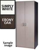 ZEALAND CUPBOARD W800 X D400 X H1800MM EBONY OAK AND SIMPLY WHITE