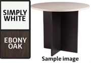 ZEALAND MEETING TABLE ROUND W900 X H725MM EBONY OAK FRAME SIMPLY WHITE TOP