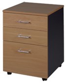 ZEALAND MOBILE 2 DRAWER 1 FILE W465 X D500 X H660MM CHAR BLUE AND NZ TAWA