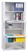 OPD OFFICEWARE TAMBOUR 6 TIER 5 ADJUSTABLE SHELVES W1200 X D500 X H1980MM MANNEX WHITE