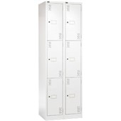 PRECISION CLASSIC STORAGE LOCKER 3 TIER BANK OF 2 W600 X D457 X H1800MM WHITE SATIN