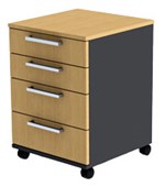 PROCEED MOBILE 4 DRAWER W470 X D480 X H640MM IRONSTONE AND BEECH