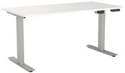 KNIGHT AGILE HEIGHT ADJUSTABLE DESK ELECTRIC 2 STAGE W1500 X D800 X H6801130MM SILVER FRAME WHITE TOP