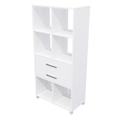 ZEALAND CUBBY HOLE BOOKCASE 6 CUBE 2 DRAWERS W800 X D400 X H1650MM WHITE