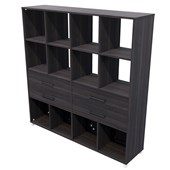 ZEALAND CUBBY HOLE BOOKCASE 12 CUBE 4 DRAWERS W1600 X D400 X H1650MM FIORDLAND ELM