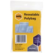 MARBIG PLASTIC BAG RESEALABLE 45MU W65 X L75MM CLEAR PACK 50