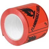 MESSAGE TAPE TIKI RIP096F FLAMMABLE LIQUID 3 TAPE RED ON BLACK 96 X 100MM PERFORATED