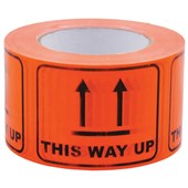 MESSAGE LABEL SELLOTAPE 0725 FLUORO ORANGE THIS WAY UP W100MM X H72 X L66M 660 LABELS PERFORATED