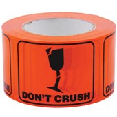 MESSAGE LABEL SELLOTAPE 0732 FLUORO ORANGE DONT CRUSH W100MM X H72MM X L66M 660 LABELS PERFORATED