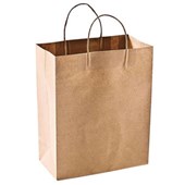 PAPER BAG TWIST HANDLE NO16 NATURAL KRAFT SMALL W240 X H355 X D120MM PACK 200