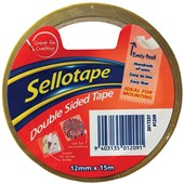 SELLOTAPE DOUBLE SIDED TAPE PREMIUM W12MM X L15M TRANSPARENT