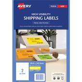 AVERY 959405 L7168FY HIGH VISIBILITY SHIPPING LABEL LASER 2UP FLUORO YELLOW PACK 10