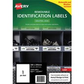 AVERY 959211 REMOVABLE HEAVYDUTY LABELS 210 X 297MM WHITE PACK 20