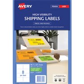 AVERY 36104 L7165FG HIGH VISIBILITY SHIPPING LABEL LASER 8UP FLUORO GREEN BOX 25