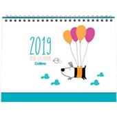 COLLINS DESK CALENDAR MONTH TO VIEW DOG AND BIRD FLIP OVER W210 X L150MM 4 COLOUR