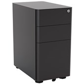 KNIGHT AGILE MOBILE SLIMLINE METAL 2 DRAWER 1 FILE W300 X D500 X H580MM BLACK