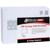 FASTWAY POST ENVELOPE POSTAGE INCLUDED WINDOW SELF SEAL C5 E23 W229 X L162MM WHITE PACK 100