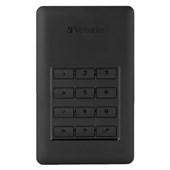 VERBATIM STORENGO SECURE PORTABLE HARD DRIVE WITH KEYPAD ACCESS 1TB BLACK