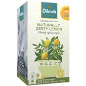 DILMAH TEA BAGS NATURALLY ZESTY LEMON INFUSION INDIVIDUALLY FOIL ENVELOPED BOX 20