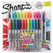 SHARPIE PERMANENT MARKER COLOUR BURST 10MM BULLET TIP ASSORTED PACK 24