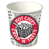 HUHTAMAKI DISPOSABLE CUP HOT CHIP CUP 440ML NEWSPRINT DESIGN PACK 50