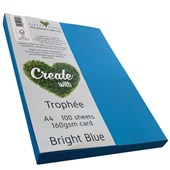 TROPHEE COLOURED PAPER A4 160GSM BRIGHT BLUE PACK 100