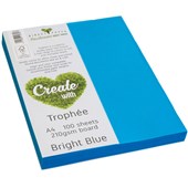 TROPHEE COLOURED PAPER A4 210GSM BRIGHT BLUE PACK 100