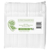 ECO CHOICE COMPOSTABLE STRAW FLEXIBLE 6MM X 210MM PACK 200