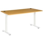 PULSE STRAIGHT DESK W1500 X D750 X H730MM WHITE METAL FRAME BEECH TOP