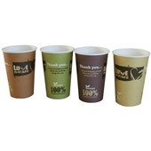 BIOWARE DISPOSABLE CUP HOT COMPOSTABLE SINGLE WALL 355ML PACK 50