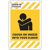 QSI COVID19 SAFETY SIGN COUGH OR SNEEZE INTO YOUR ELBOW W300 X H450MM