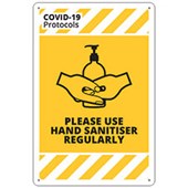 QSI COVID19 SAFETY SIGN PLEASE USE HAND SANITISER REGULARLY W300 X H450MM