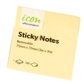 ICON STICKY NOTES 75MM X 75MM YELLOW