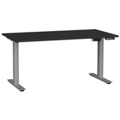 KNIGHT AGILE HEIGHT ADJUSTABLE DESK ELECTRIC 2 STAGE W1500 X D800 X H6801130MM SILVER FRAME BLACK TOP