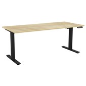 KNIGHT AGILE HEIGHT ADJUSTABLE DESK ELECTRIC 2 STAGE W1800 X D700 X H6801130MM BLACK FRAME ATLANTIC OAK TOP