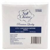 SOFT CHOICE LUNCHEON SERVIETTE 2 PLY 4 FOLD WHITE PACK 100