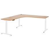 PULSE HEIGHT ADJUSTABLE ELECTRIC WORKSTATION WHITE FRAME BEECH TOP W1800 X W1800 X D600MM